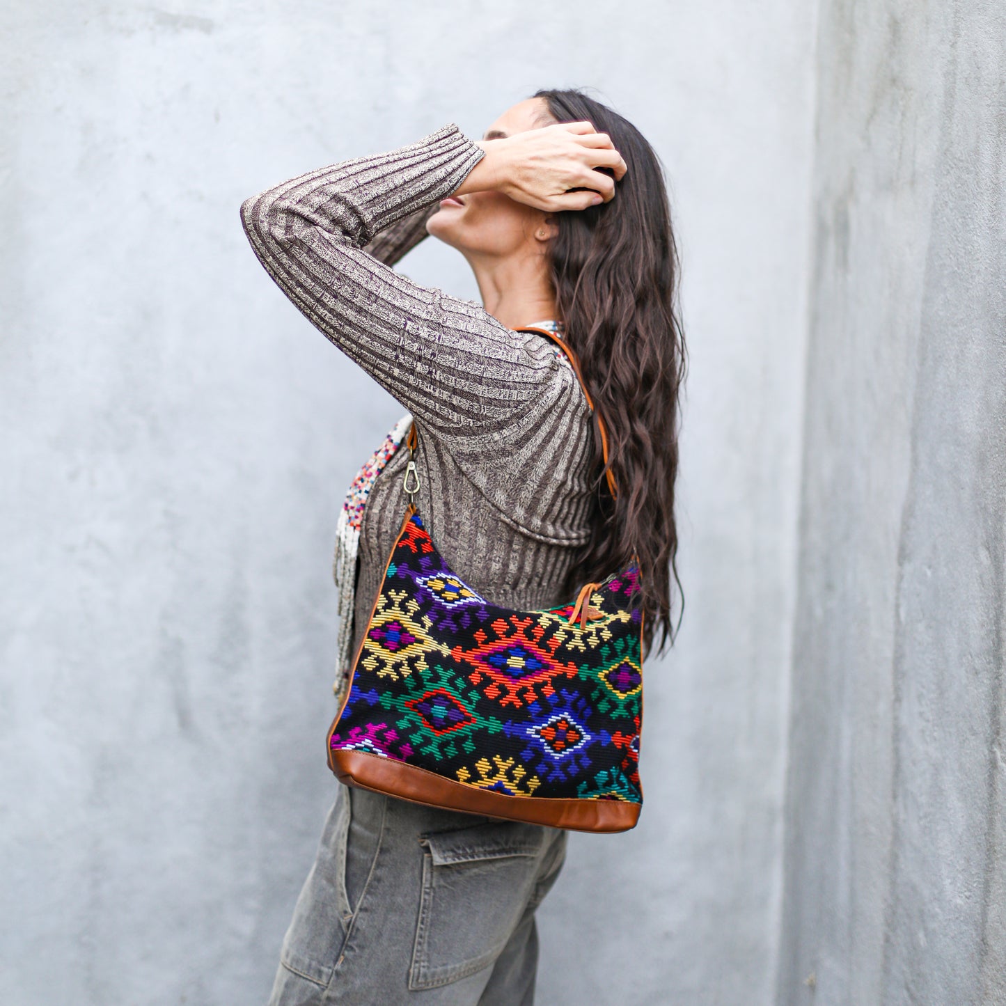 SMALL PENELOPE BAG - OOAK HUIPIL - CAFE - NO. 18760