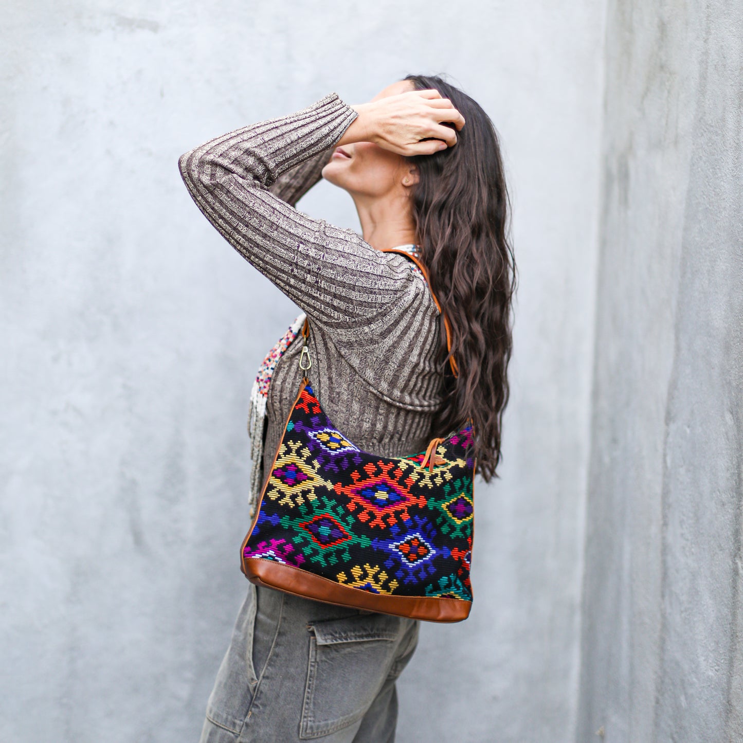 SMALL PENELOPE BAG - OOAK HUIPIL - CAFE - NO. 18760