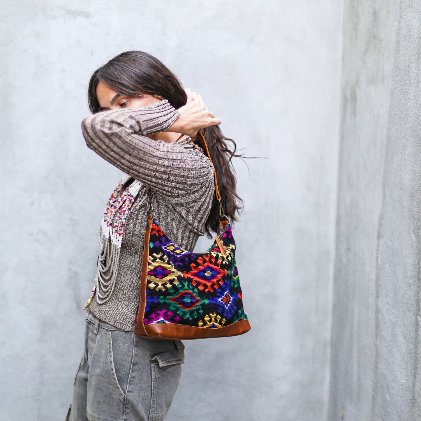 SMALL PENELOPE BAG - OOAK HUIPIL - CAFE - NO. 18760