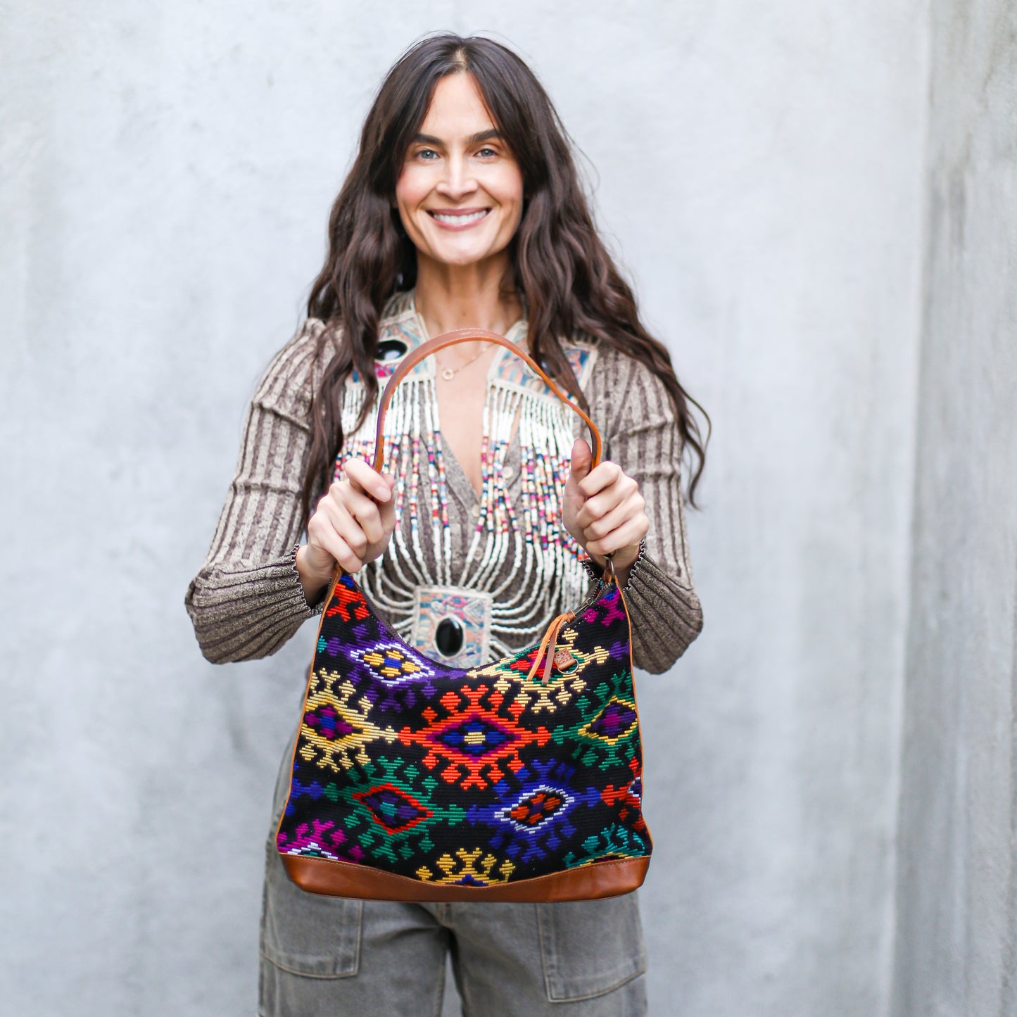 SMALL PENELOPE BAG - OOAK HUIPIL - CAFE - NO. 18760