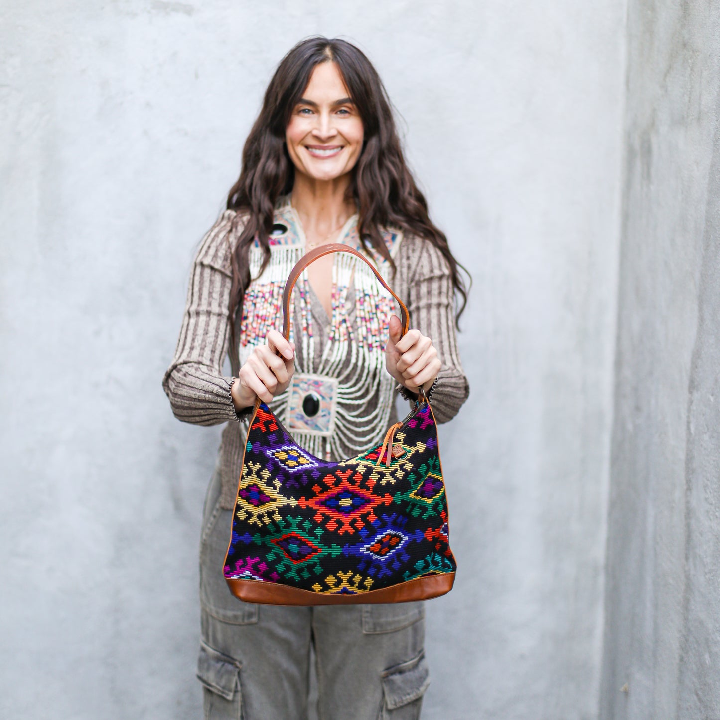 SMALL PENELOPE BAG - OOAK HUIPIL - CAFE - NO. 18760