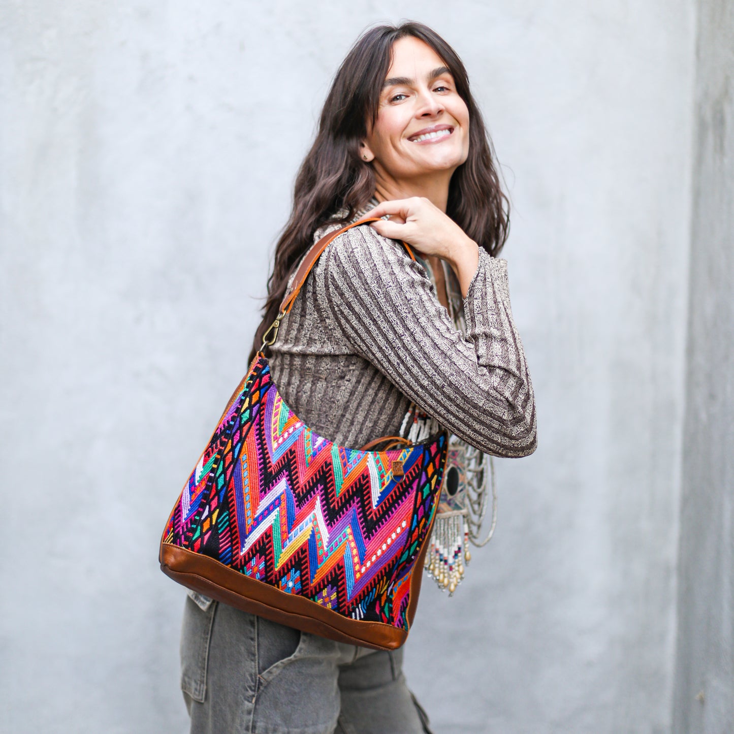 SMALL PENELOPE BAG - OOAK HUIPIL - CAFE - NO. 18758