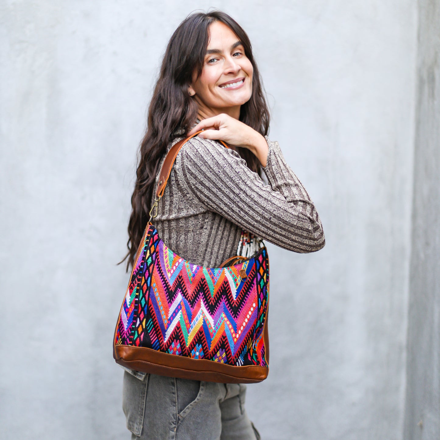 SMALL PENELOPE BAG - OOAK HUIPIL - CAFE - NO. 18758