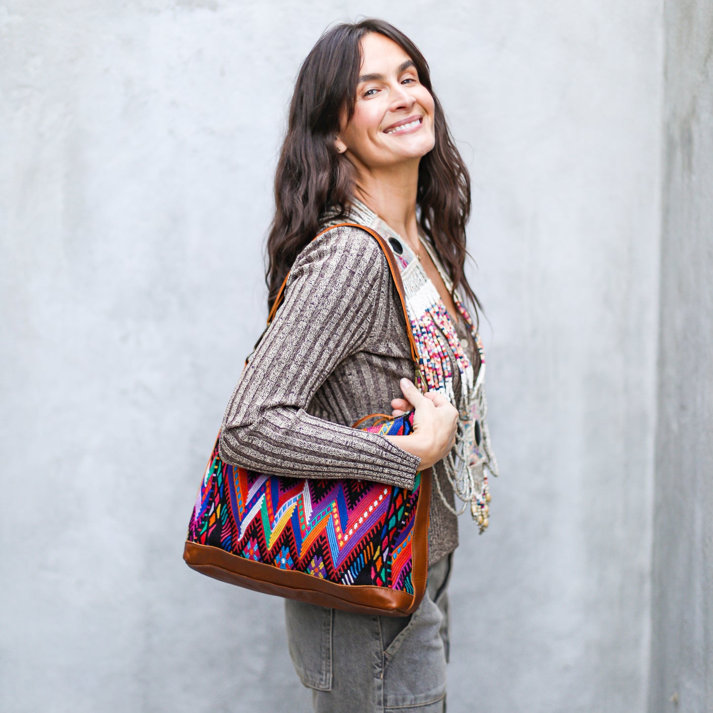 SMALL PENELOPE BAG - OOAK HUIPIL - CAFE - NO. 18758