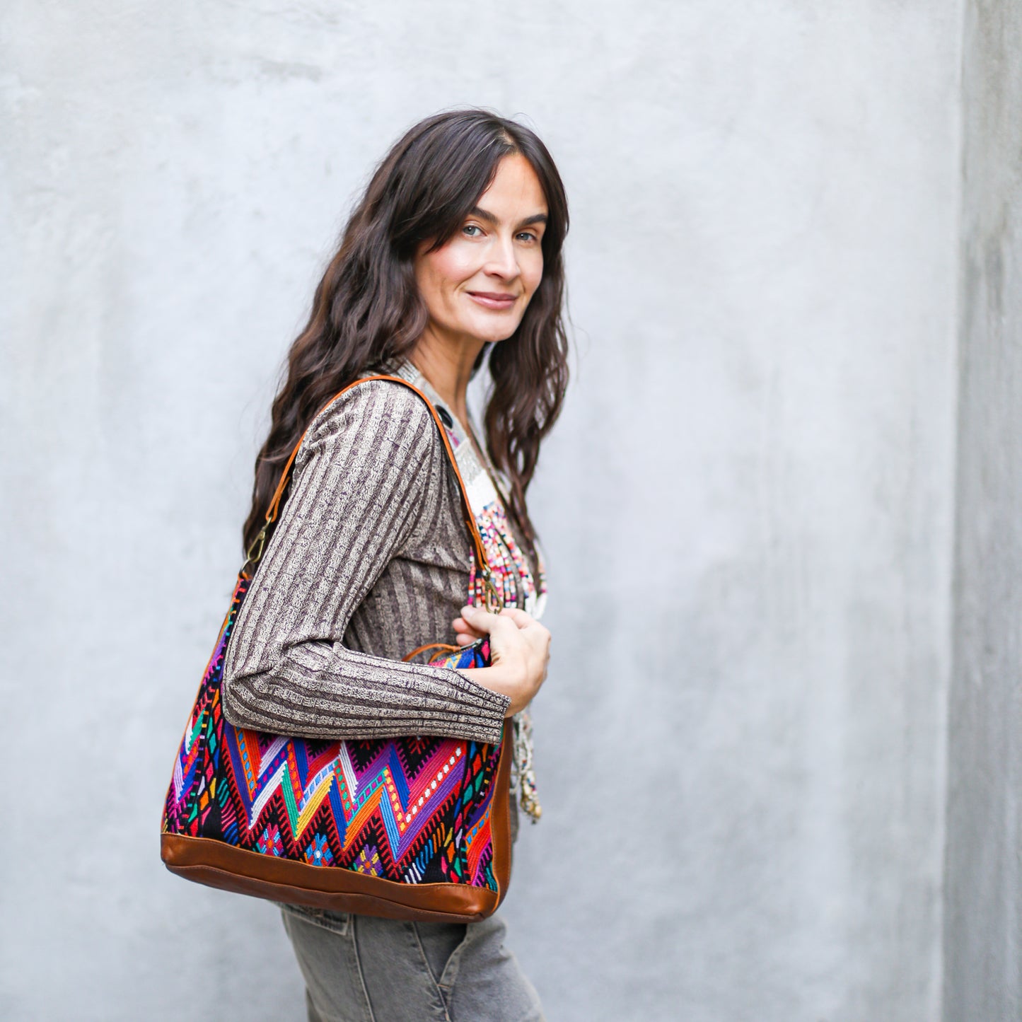 SMALL PENELOPE BAG - OOAK HUIPIL - CAFE - NO. 18758