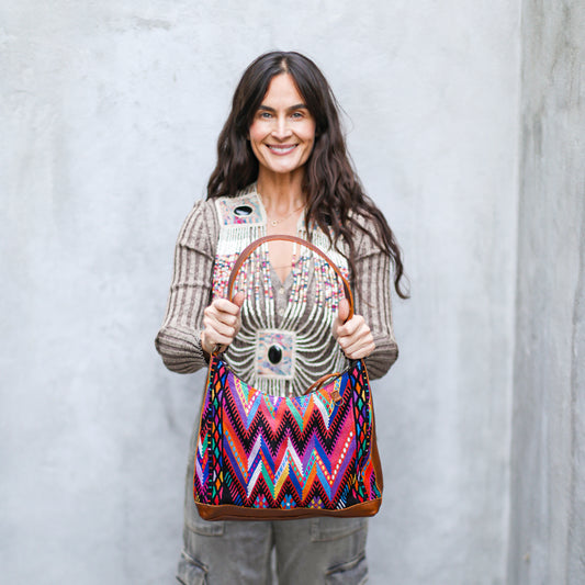 SMALL PENELOPE BAG - OOAK HUIPIL - CAFE - NO. 18758