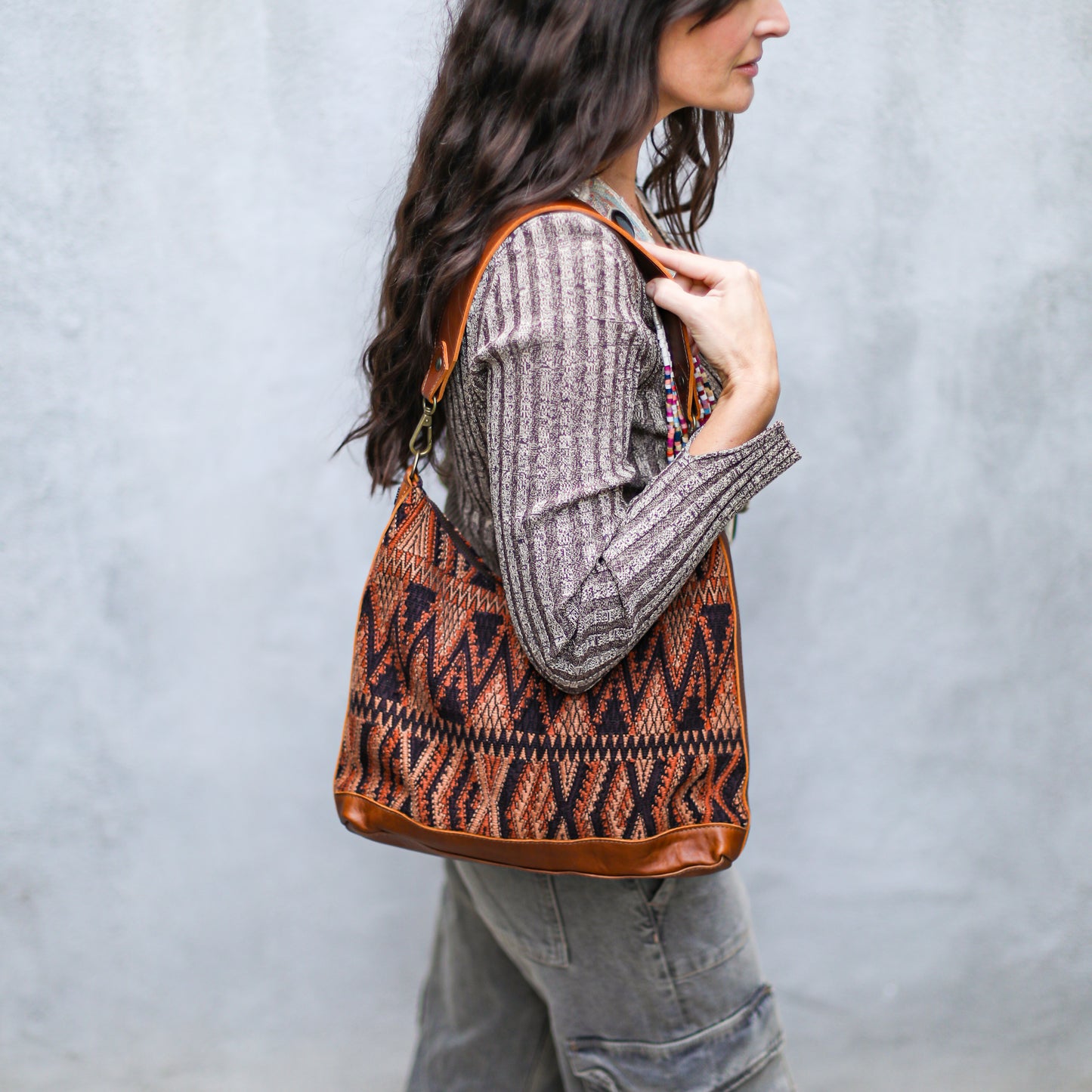 SMALL PENELOPE BAG - OOAK HUIPIL - CAFE - NO. 18761