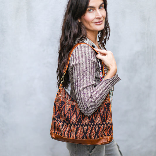 SMALL PENELOPE BAG - OOAK HUIPIL - CAFE - NO. 18761