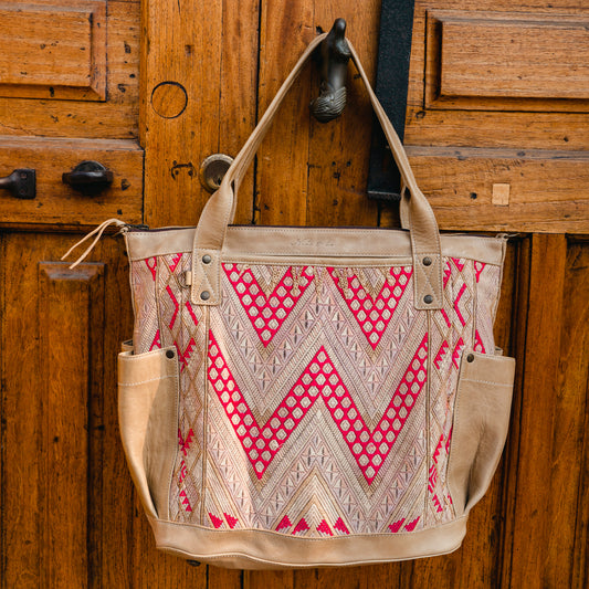 THE PERFECT BAG - OOAK VINTAGE HUIPIL - CAMEL - NO. 11674