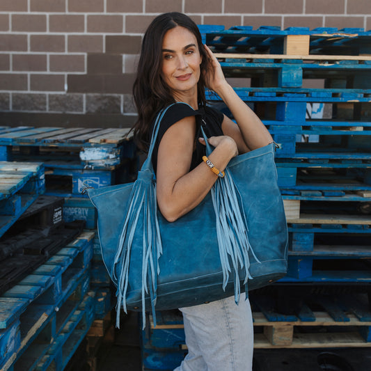 THE PERFECT WEEKENDER - FULL LEATHER - CERULEAN
