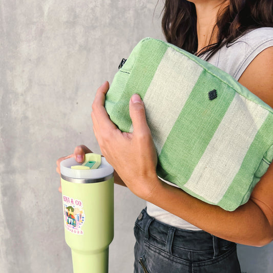 THE PERFECT WET BAG - SMALL - CABANA STRIPE - MINT