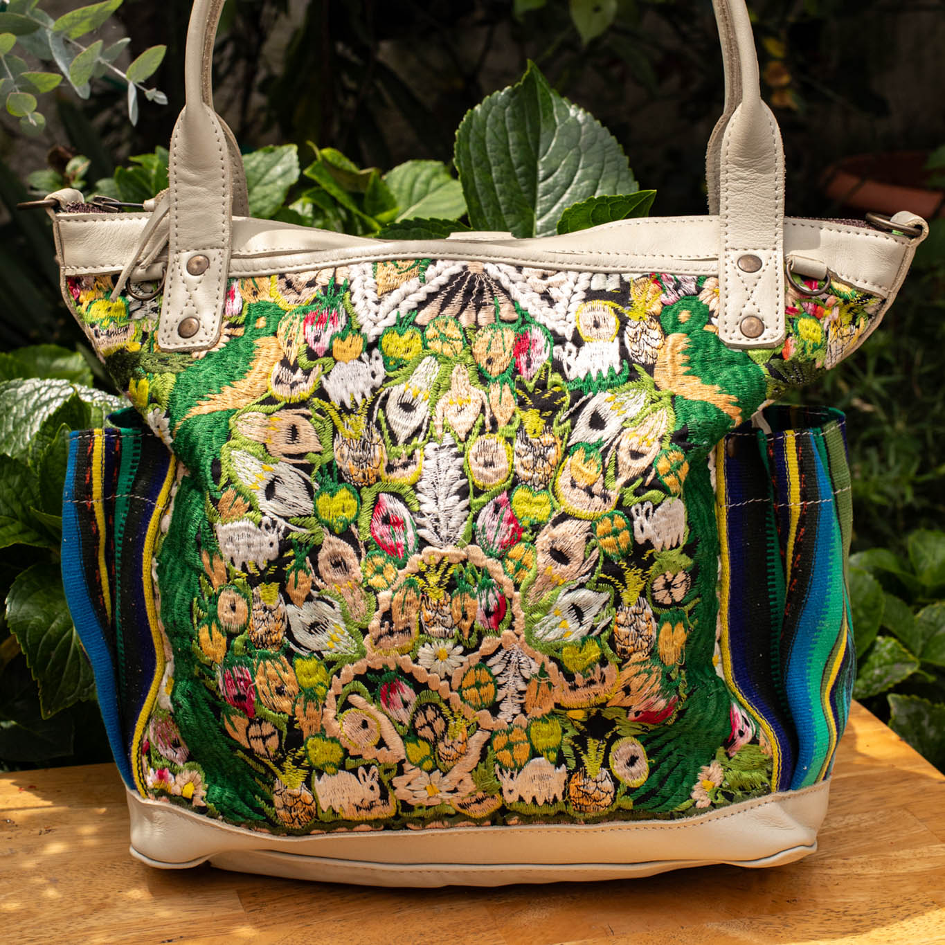 THE MEDIUM PERFECT BAG - OOAK HUIPIL - BONE - NO. 16645
