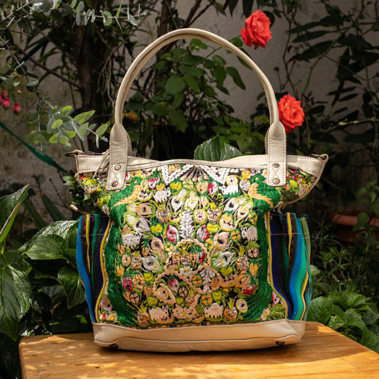 THE MEDIUM PERFECT BAG - OOAK HUIPIL - BONE - NO. 16645