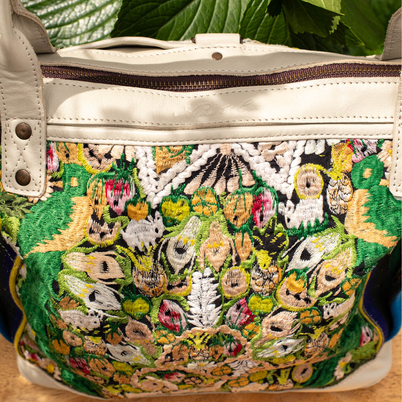THE MEDIUM PERFECT BAG - OOAK HUIPIL - BONE - NO. 16645