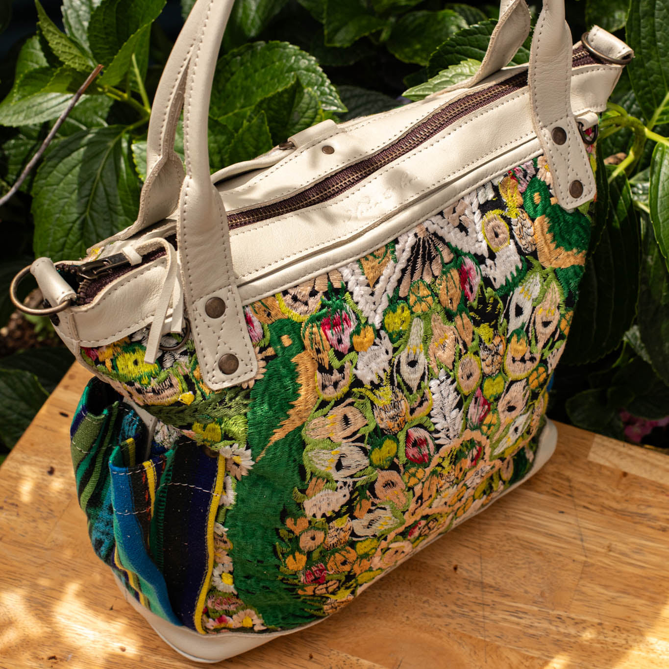 THE MEDIUM PERFECT BAG - OOAK HUIPIL - BONE - NO. 16645