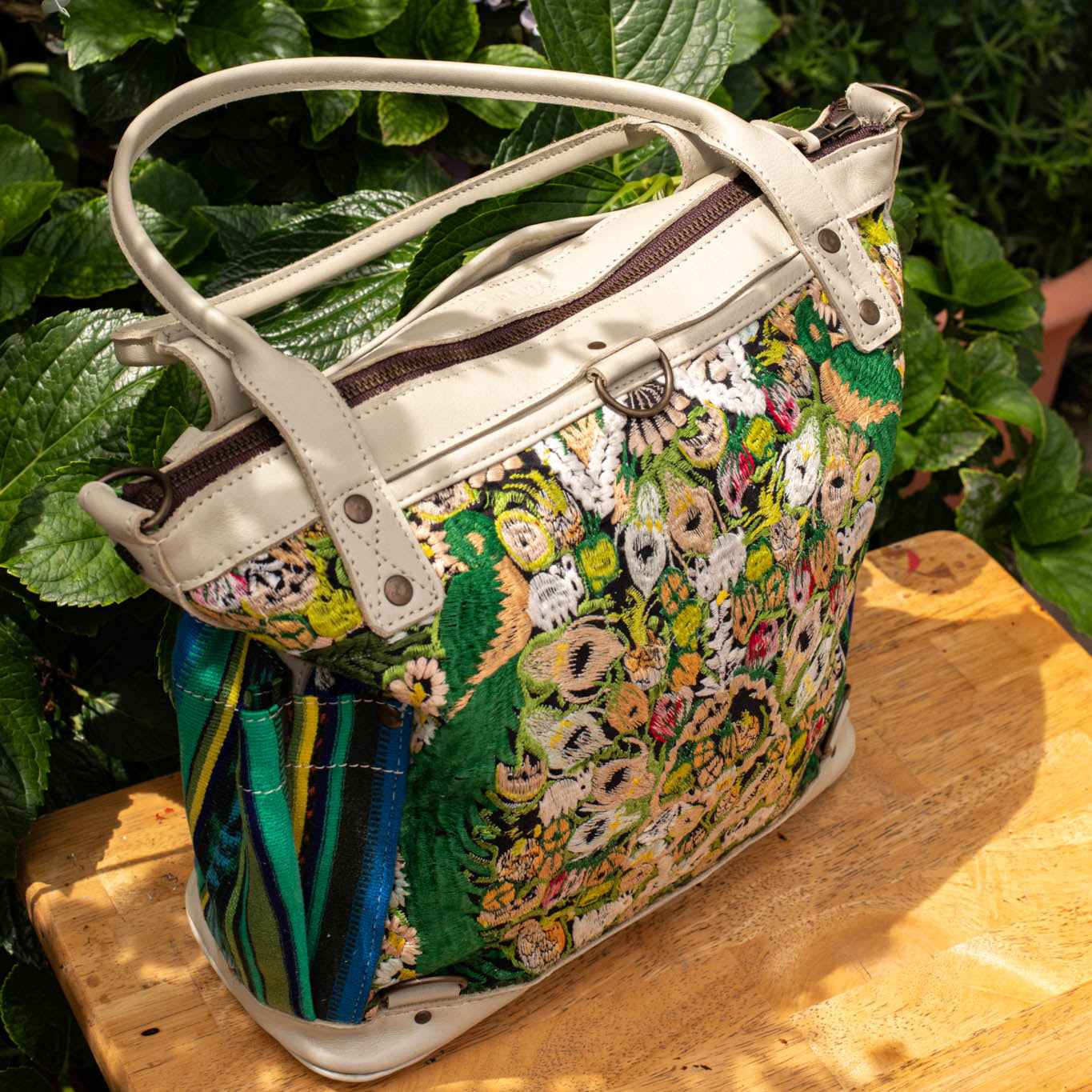THE MEDIUM PERFECT BAG - OOAK HUIPIL - BONE - NO. 16645