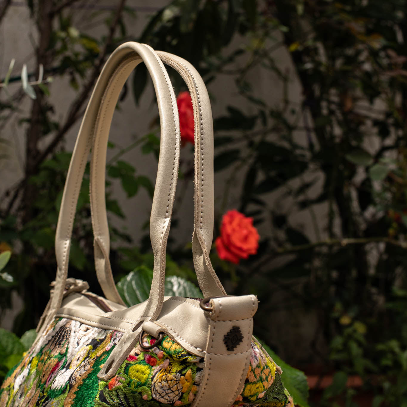 THE MEDIUM PERFECT BAG - OOAK HUIPIL - BONE - NO. 16645