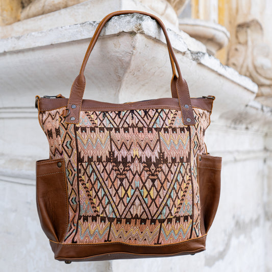 THE MEDIUM PERFECT BAG - OOAK HUIPIL - CAFE - NO. 14280