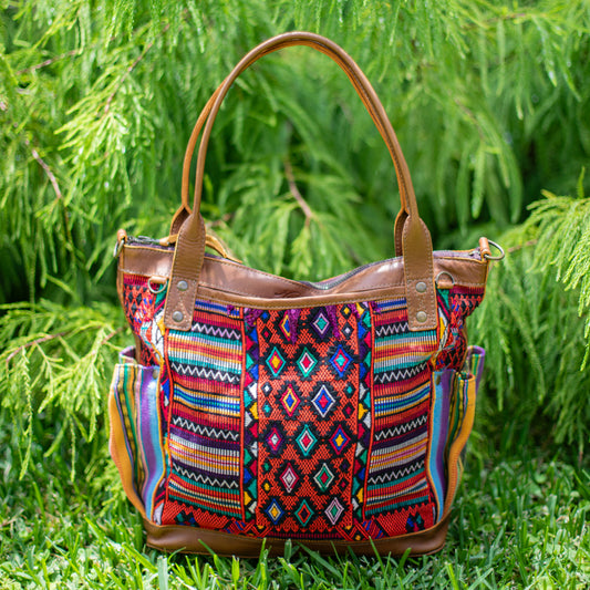 THE MEDIUM PERFECT BAG - OOAK HUIPIL - CAFE - NO. 17435