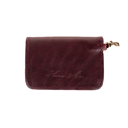 CARD CASE WITH CLASP - VINO TINTO