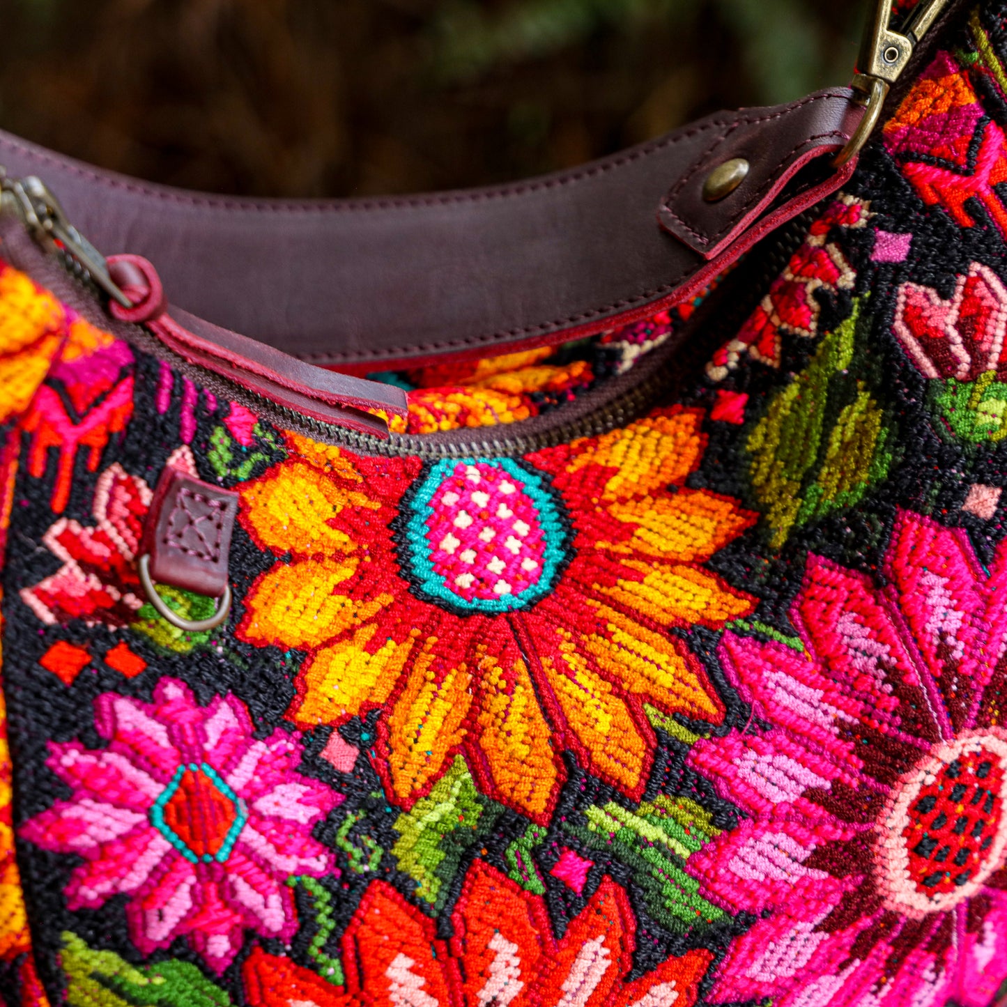 **SHIP WINDOW** SMALL PENELOPE BAG - OOAK HUIPIL - VINO TINTO - NO. 201537