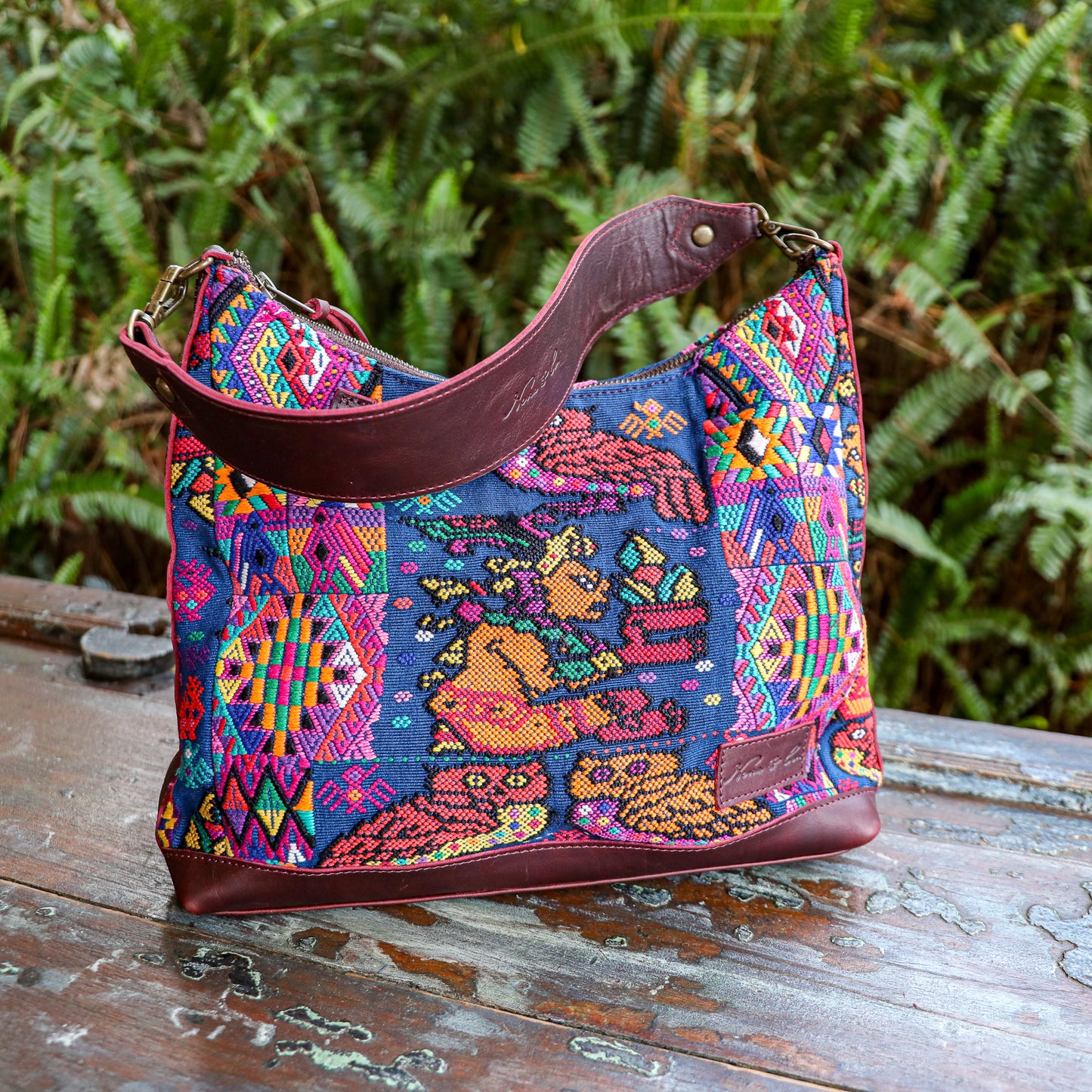 **SHIP WINDOW** SMALL PENELOPE BAG - OOAK HUIPIL - VINO TINTO - NO. 201538