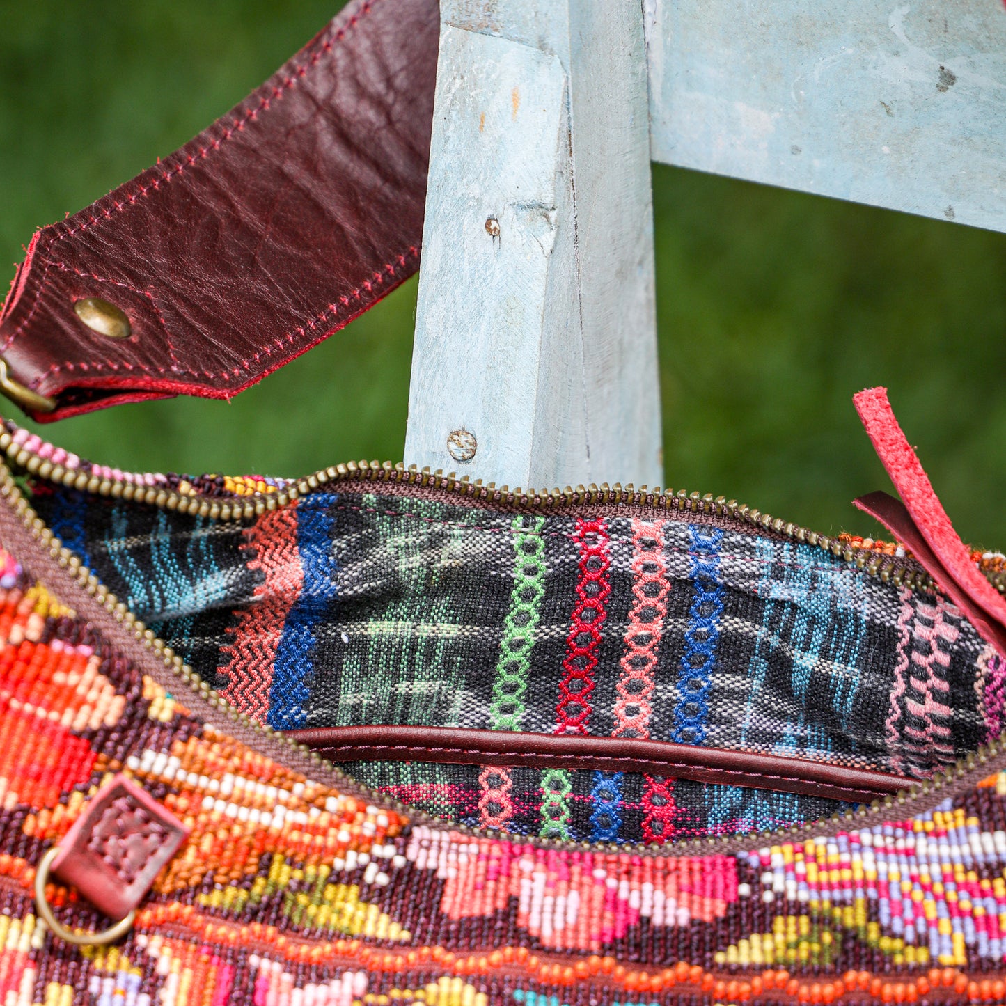 SMALL PENELOPE BAG - OOAK HUIPIL - VINO TINTO - NO. 201542