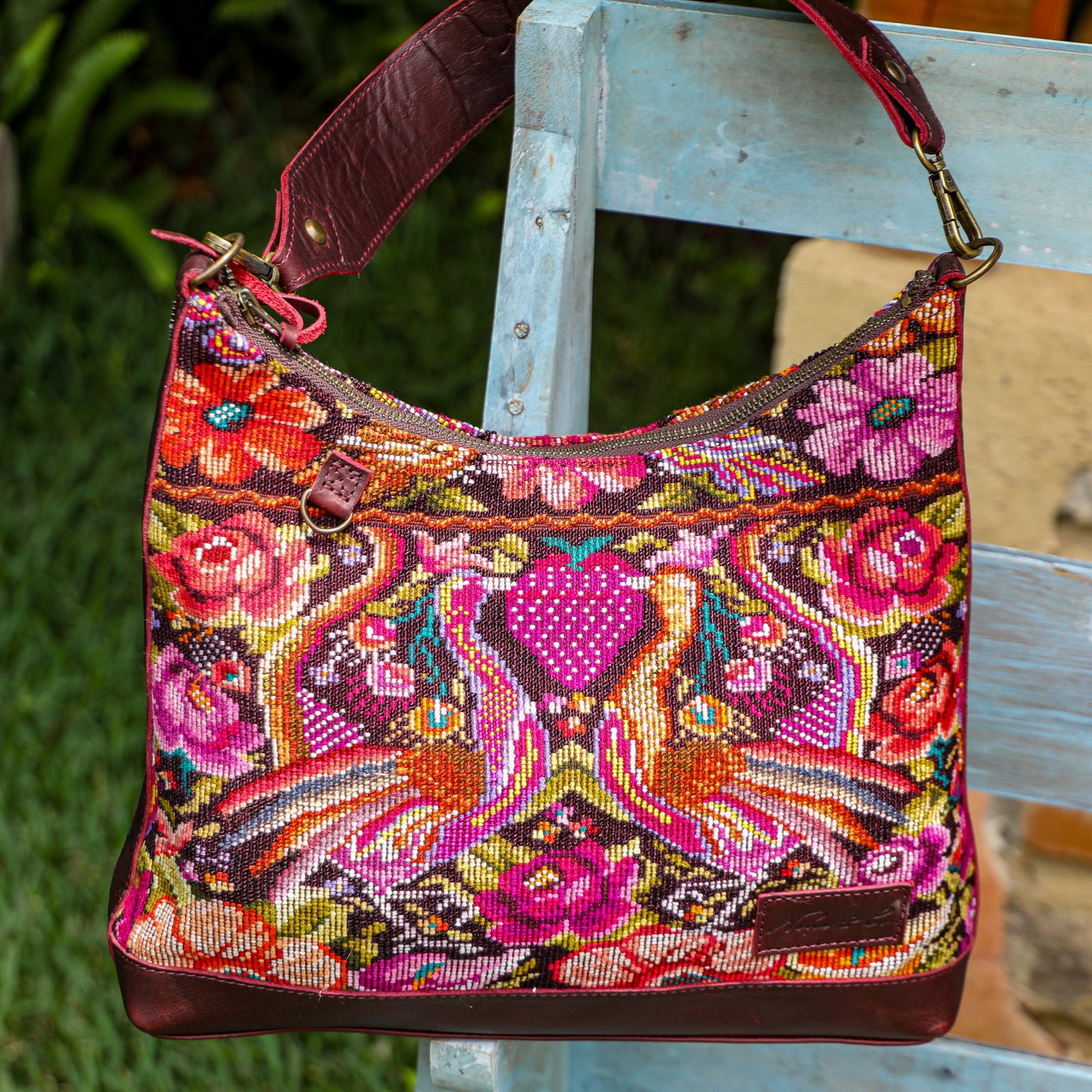 SMALL PENELOPE BAG - OOAK HUIPIL - VINO TINTO - NO. 201542