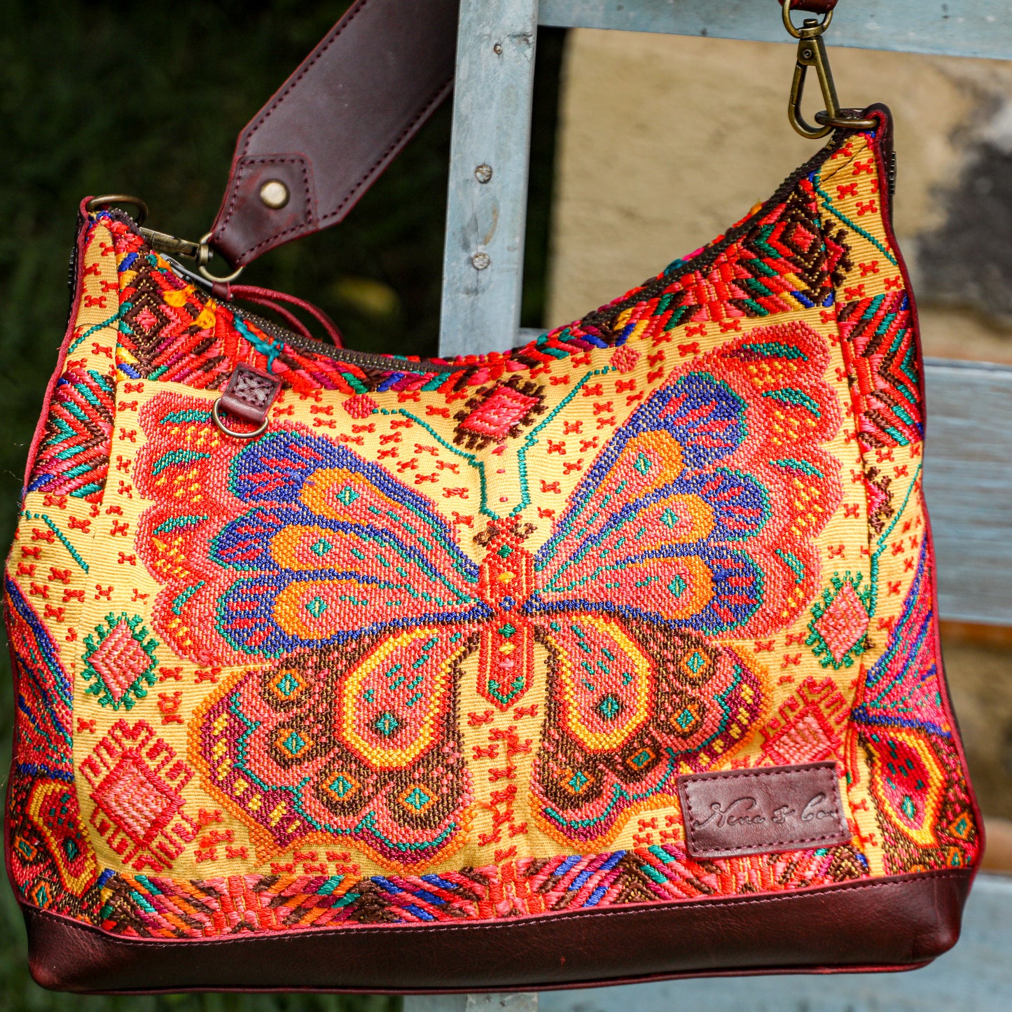 SMALL PENELOPE BAG - OOAK HUIPIL - VINO TINTO - NO. 201546