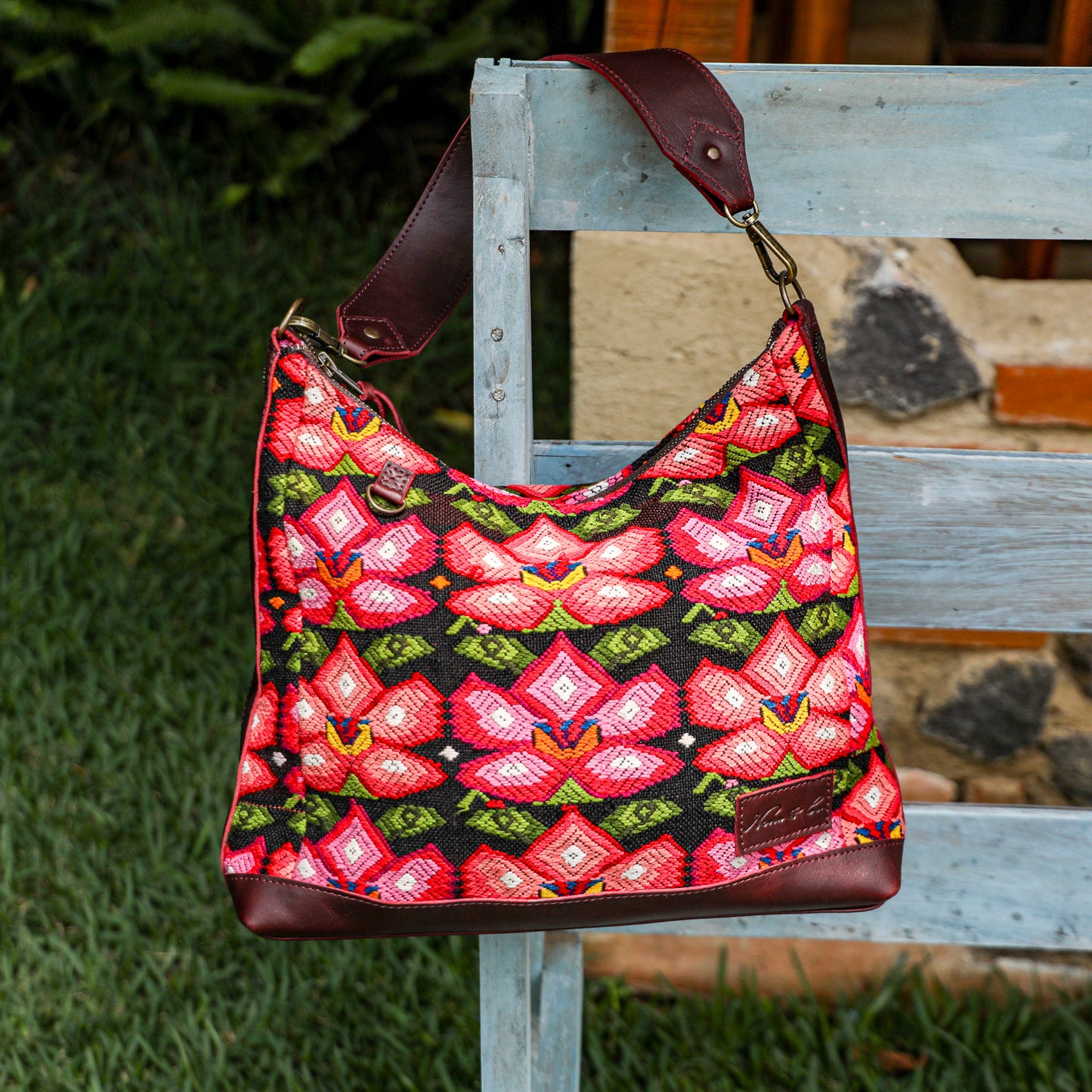 SMALL PENELOPE BAG - OOAK HUIPIL - VINO TINTO - NO. 201544