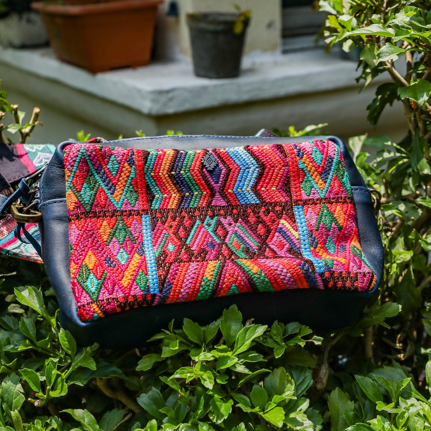 WANDER CROSSBODY SET - OOAK HUIPIL - NAVY - NO. 201436