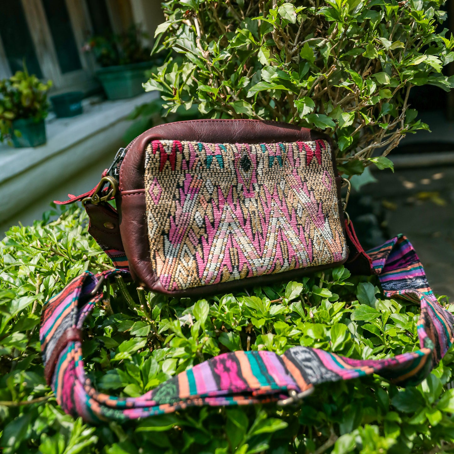 WANDER CROSSBODY SET - OOAK HUIPIL - VINO TINTO - NO. 201421