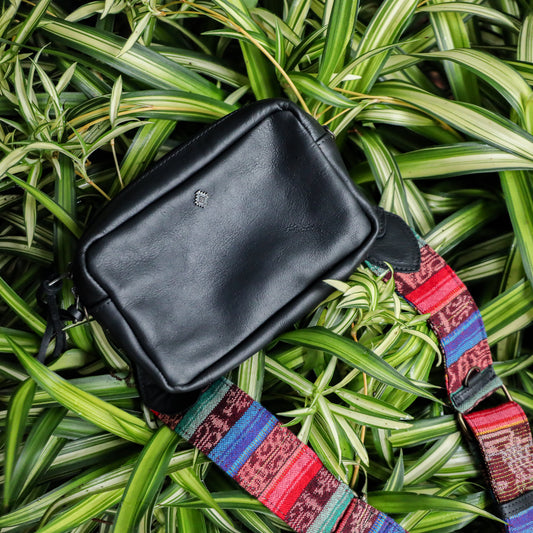 **SHIP WINDOW** WANDER CROSSBODY BAG + STRAP SET - FULL LEATHER - BLACK