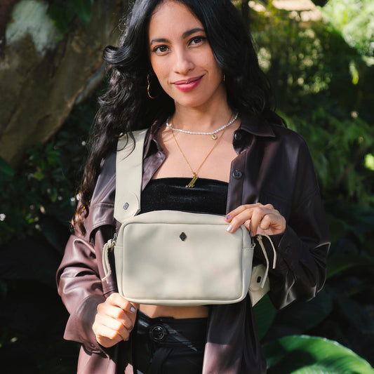 WANDER CROSSBODY BAG + WIDE ADJUSTABLE STRAP SET - FULL LEATHER - BONE