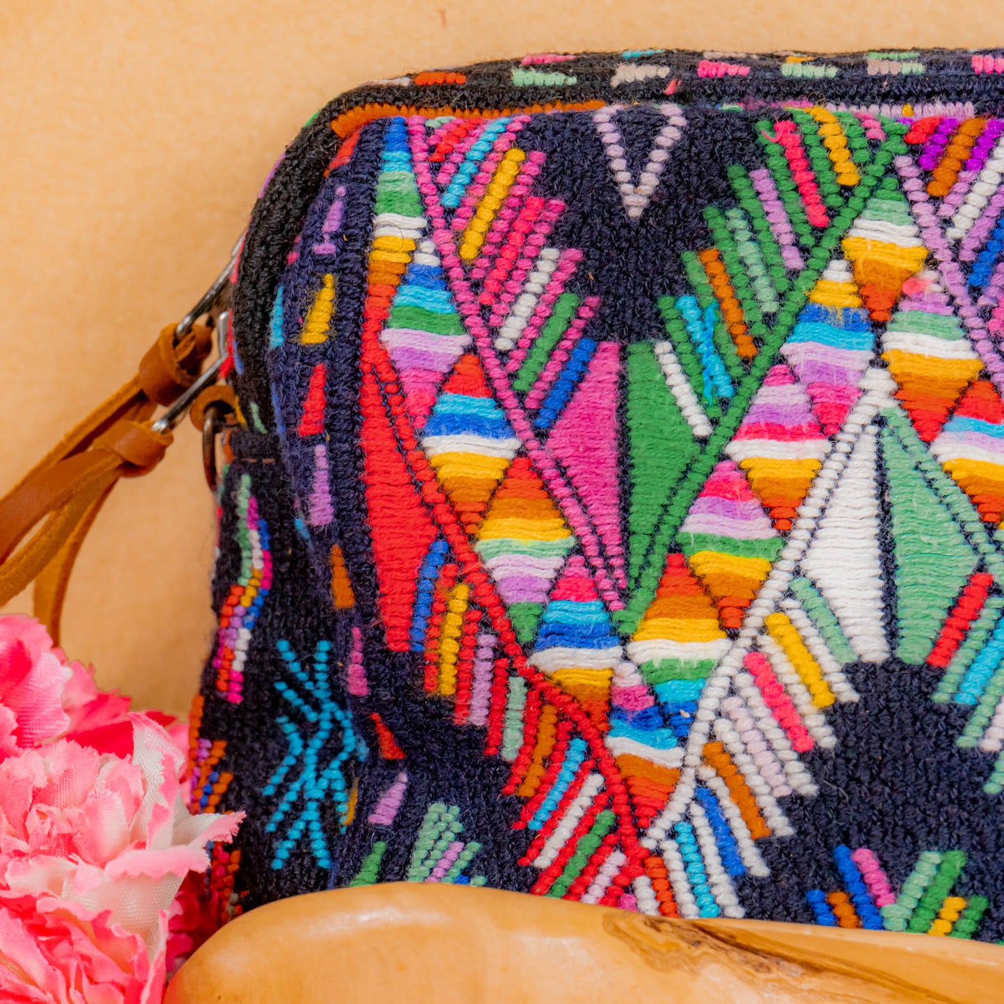 LARGE WANDER BAG + STRAP SET - OOAK HUIPIL & CORTE - CAFE - NO. 16160