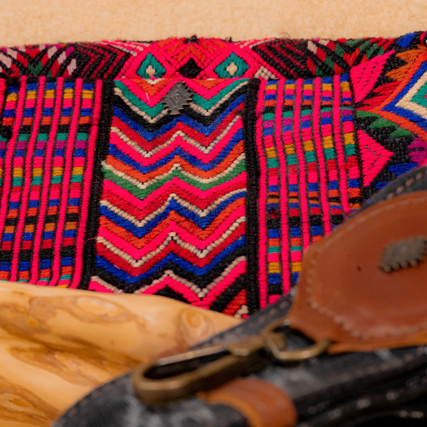 WANDER CROSSBODY BAG + STRAP SET - OOAK HUIPIL & CORTE - CAFE - NO. 16143