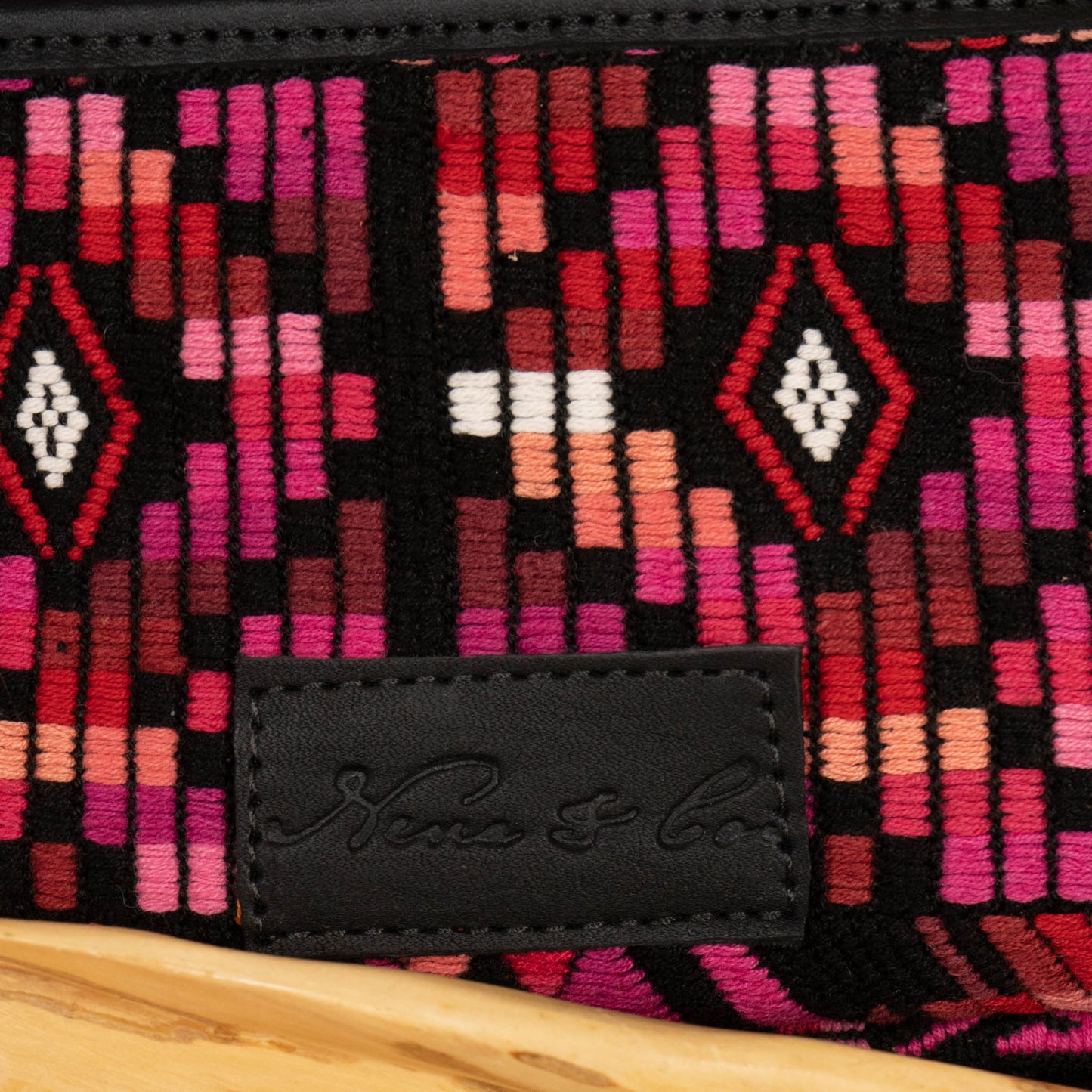 LARGE WANDER BAG + STRAP SET - OOAK HUIPIL & CORTE - BLACK - NO. 16156