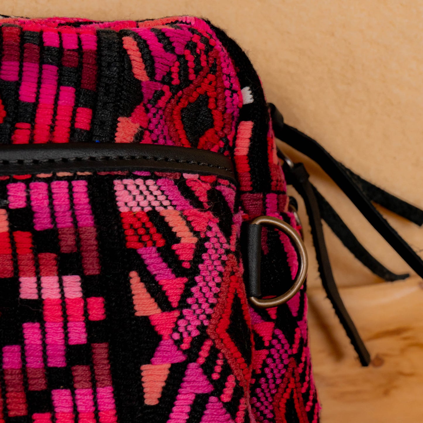 LARGE WANDER BAG + STRAP SET - OOAK HUIPIL & CORTE - BLACK - NO. 16156