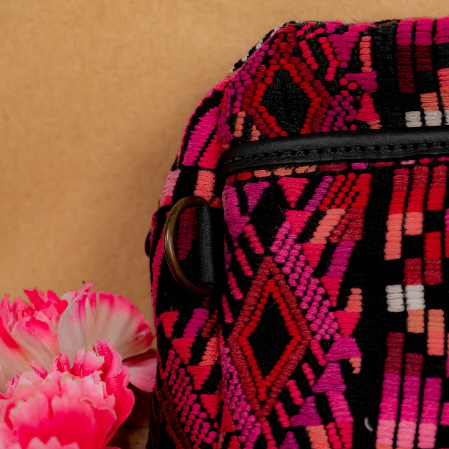 LARGE WANDER BAG + STRAP SET - OOAK HUIPIL & CORTE - BLACK - NO. 16156