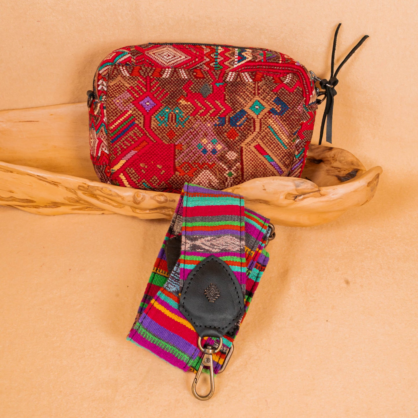 WANDER CROSSBODY BAG + STRAP SET - OOAK HUIPIL & CORTE - BLACK - NO. 16136