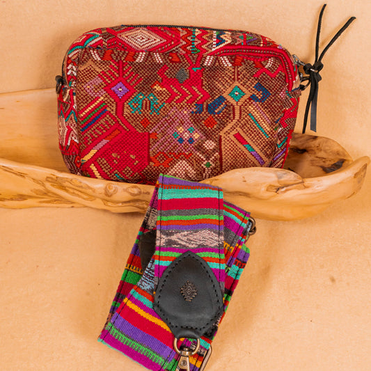 WANDER CROSSBODY BAG + STRAP SET - OOAK HUIPIL & CORTE - BLACK - NO. 16136