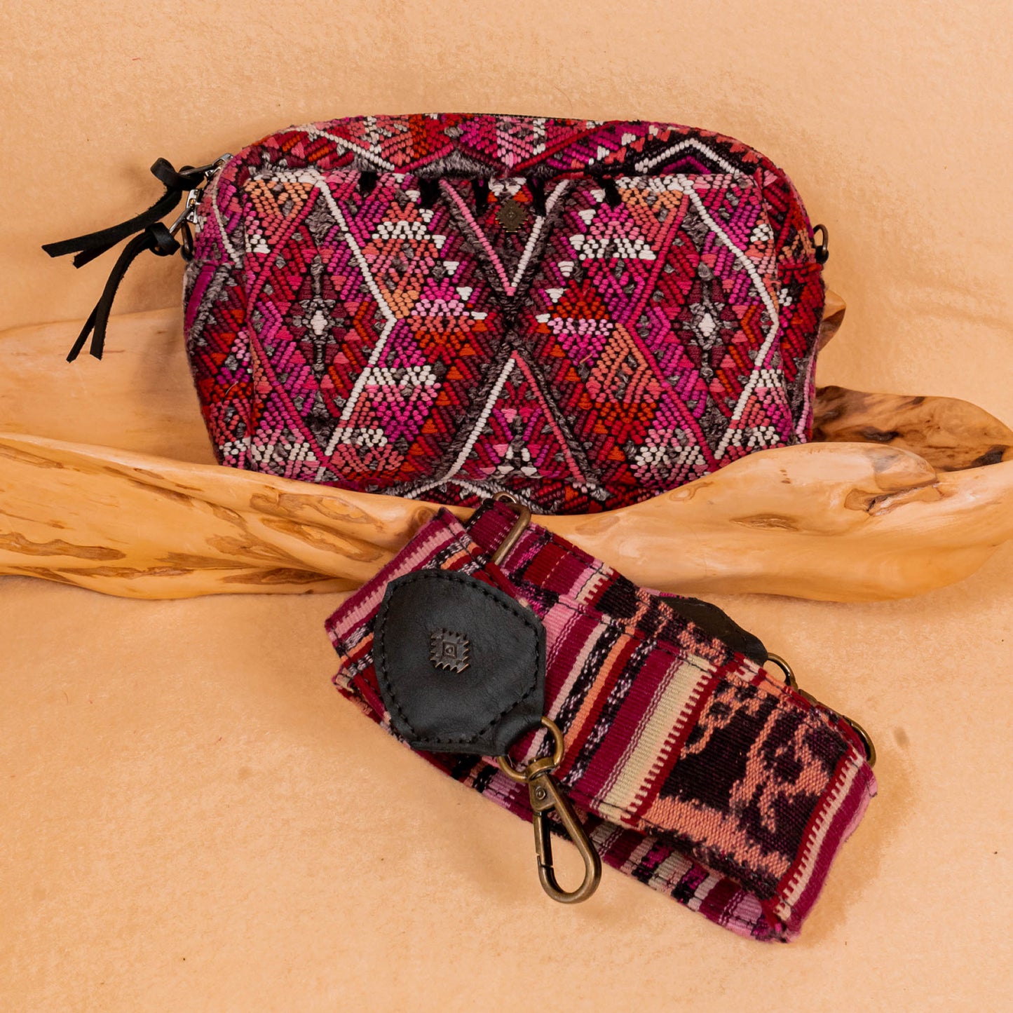 WANDER CROSSBODY BAG + STRAP SET - OOAK HUIPIL & CORTE - BLACK - NO. 16135