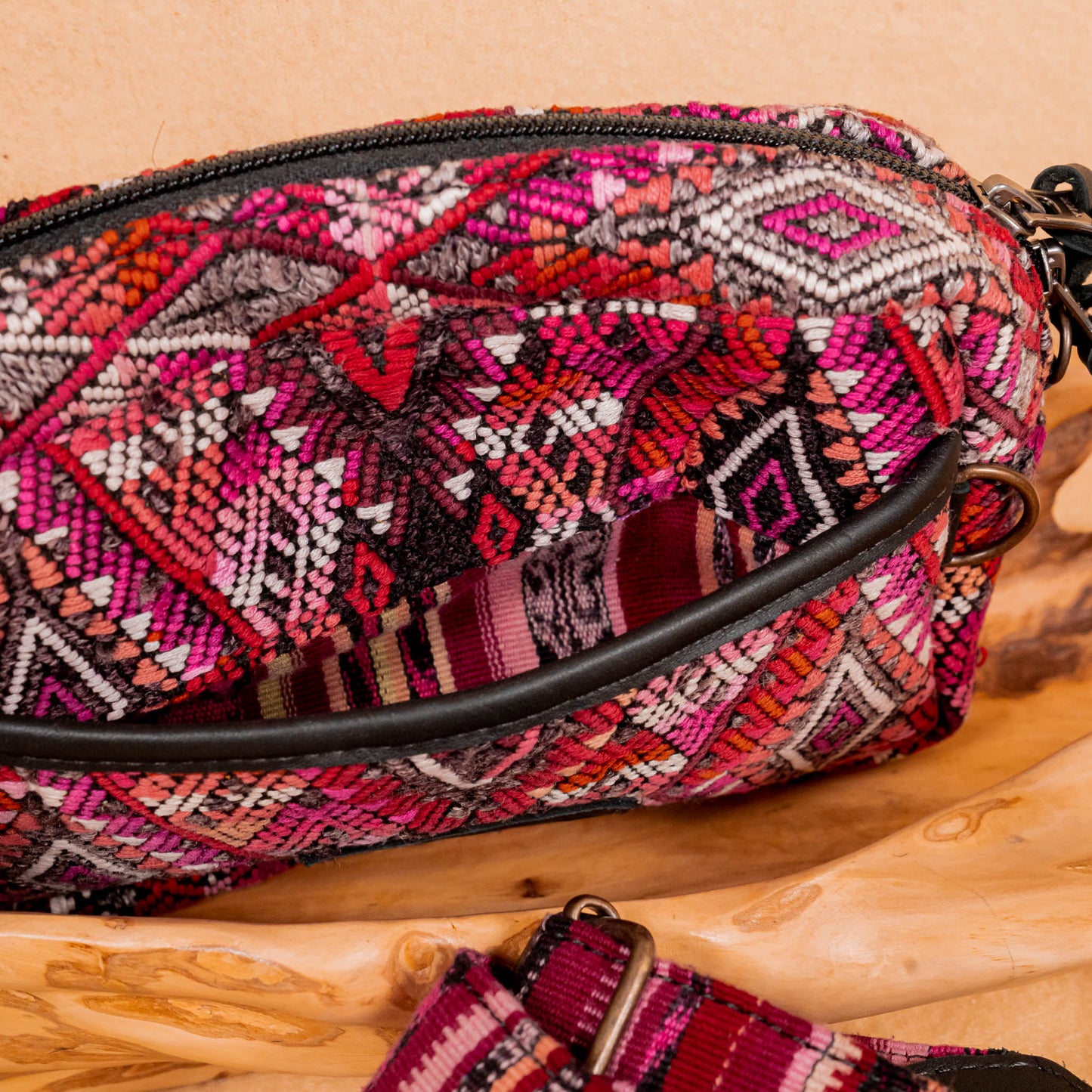 WANDER CROSSBODY BAG + STRAP SET - OOAK HUIPIL & CORTE - BLACK - NO. 16135