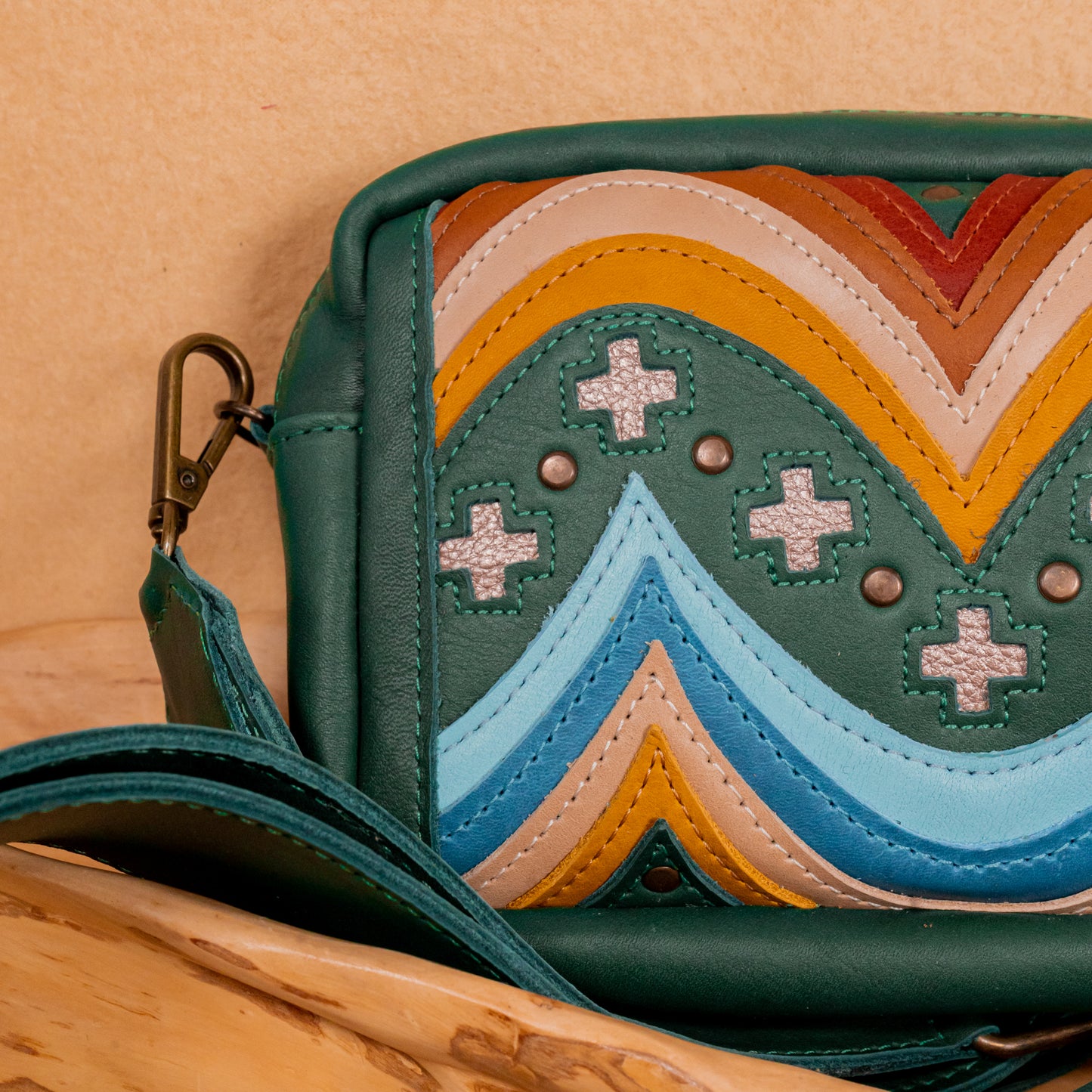 WANDER CROSSBODY BAG + STRAP SET - NENA STUDIO - FULL LEATHER IN GREEN