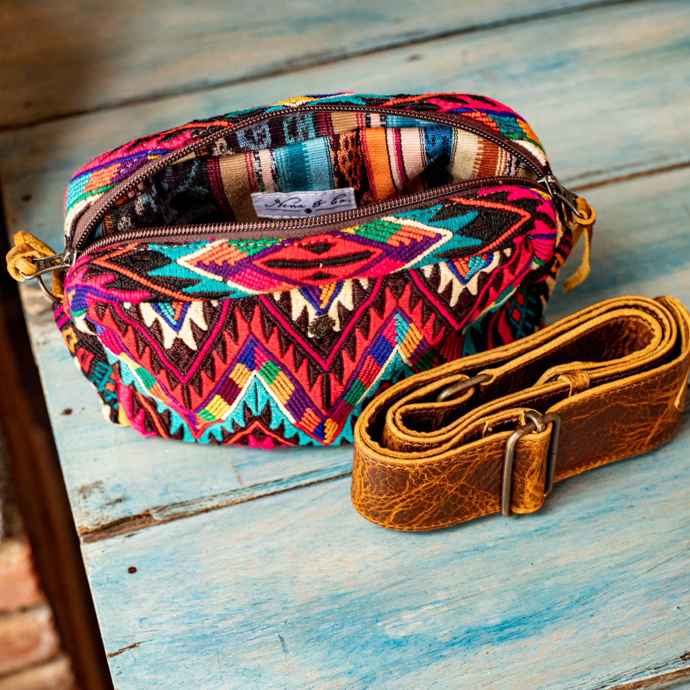 WANDER CROSSBODY BAG + STRAP SET - OOAK HUIPIL - HONEY - NO. 16743