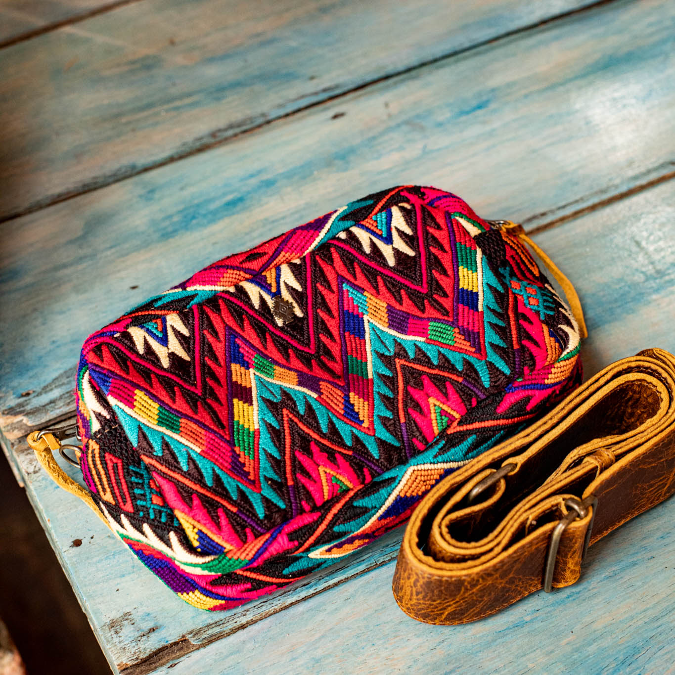 WANDER CROSSBODY BAG + STRAP SET - OOAK HUIPIL - HONEY - NO. 16743