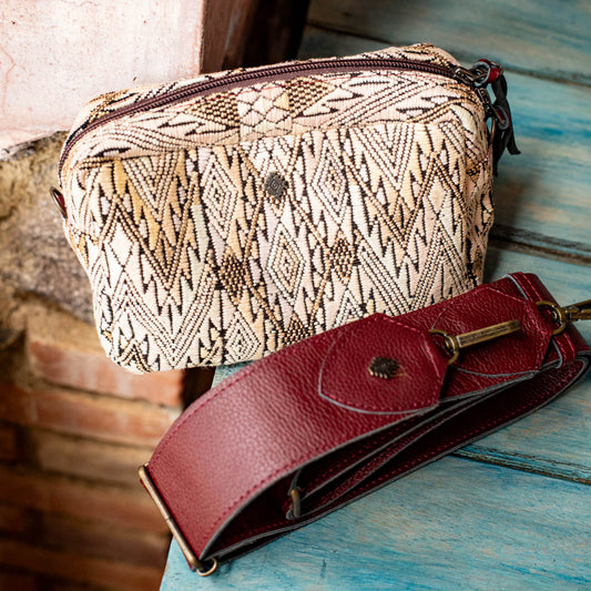 WANDER CROSSBODY BAG + STRAP SET - OOAK HUIPIL - AMARANTH - NO. 16747