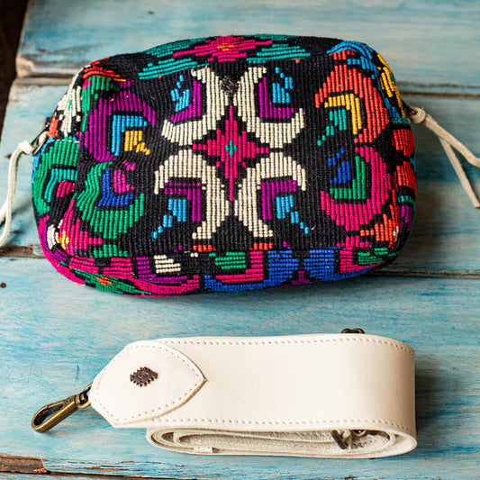 WANDER CROSSBODY BAG + STRAP SET - OOAK HUIPIL - BONE - NO. 16748