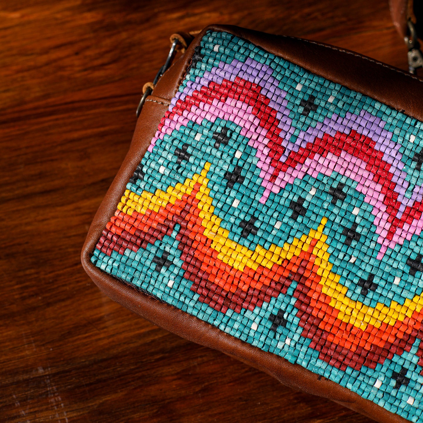 WANDER CROSSBODY SET - H&S BEADED PANEL - BAJA - CAFE