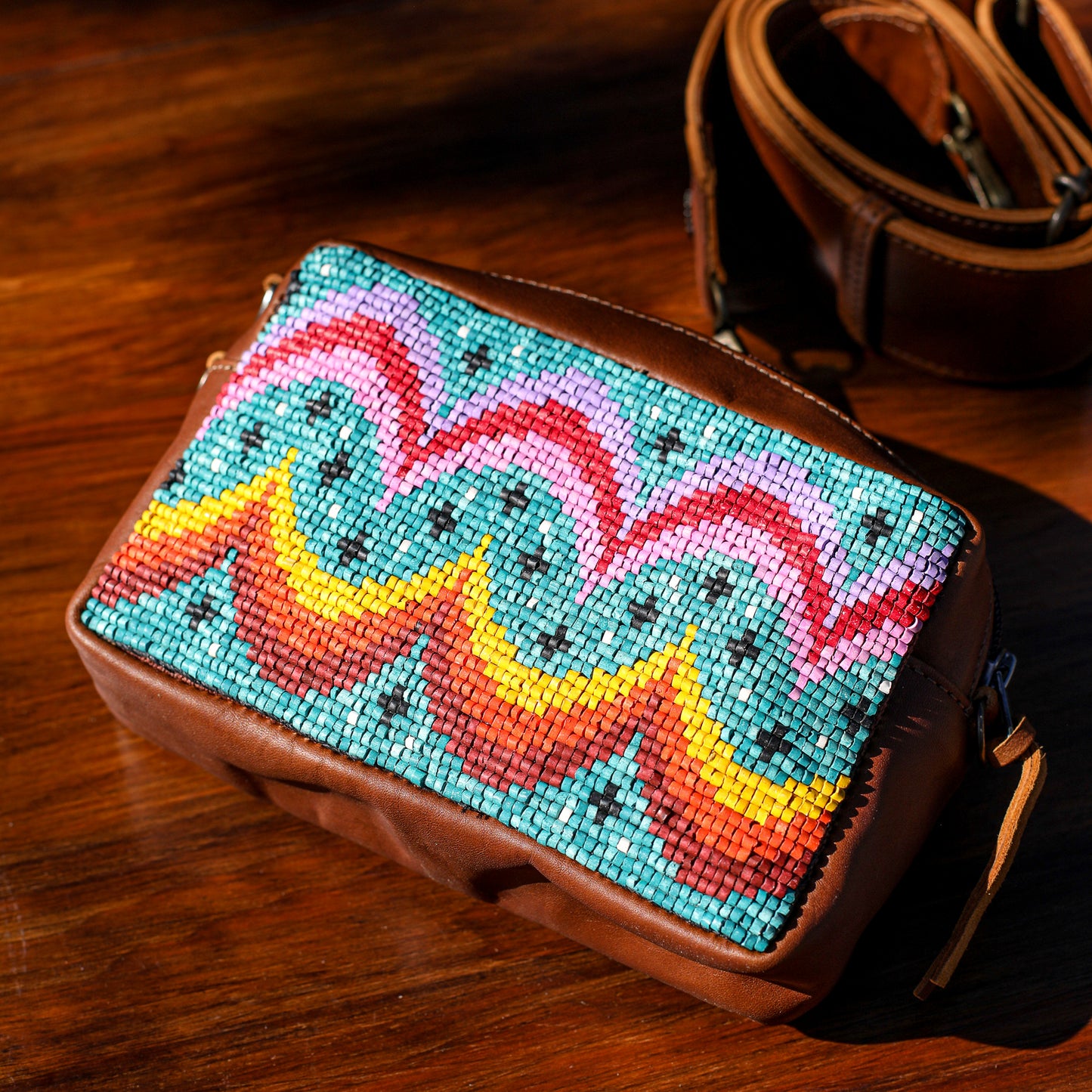 WANDER CROSSBODY SET - H&S BEADED PANEL - BAJA - CAFE